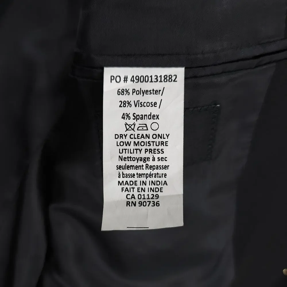 DKNY Mens Modern Fit 2 Piece Suit 40L 32x32 Black Solid Stretch NWT
